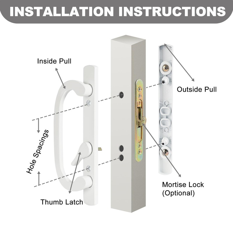 MaxxGeek Sliding Patio Door Handle Set with Mortise Lock, Zinc