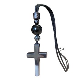 Ecooon 5A Black Tourmaline Terahertz Ore Cross Arrow Necklace Bracelet Crystal Healing Pendant Natural Stone Power Stone Necklace (black tourmaline), Psychic Purification Stone, Obsidian Power Stone,