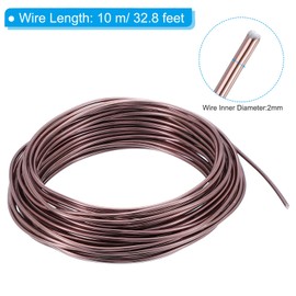 PATIKIL 2mm Bonsai Training Wire, 1 Roll Floral Wire Stems Anodized Aluminum Tree Wire 32.8 Feet Total for Gardening Branch Fixing, Brown