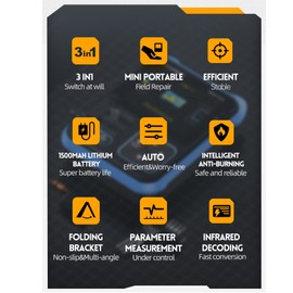 Handheld Digital Oscilloscope, 3 in 1 Handheld Oscilloscope Multimeter with 500KHz Bandwidth, 10MSa/s Sampling Rate, 2.4inch TFT LED Screen Portable Digital Oscilloscope Kit (High Configuration)