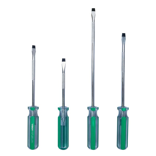 4-Piece Flathead Magnetic Tip Screwdrivers,Hand Tools Set with 6x100mm, 6x125mm,