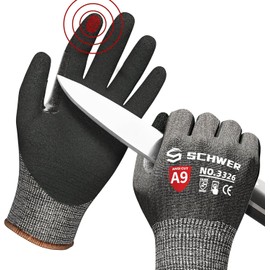 Schwer PR3326 Level 9 Cut Resistant Cut Resistant Gloves, Cut Resistant Gloves, Work Gloves, Non-Slip, Non-Cut, Disaster Prevention, Nitrile Coating, Abrasion Resistant, Tear Resistant, Oil Resistant, Disasters, Factory, DIY, Outdoors, Touch Screen, Welc