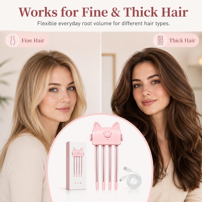 Heated Root Volumizer Hair Clip, Wireless Heated Volumizing Root Lift