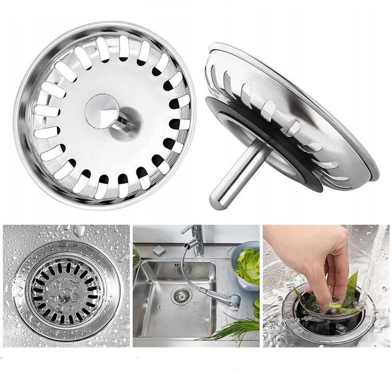2 Pack Kitchen Sink Strainer Plug,Diameter Drain Basket Filter,Stainless Steel
