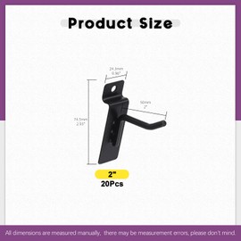 Swpeet 20Pcs 2 Inch Heavy Duty Slatwall Hooks Assortment Kit, Slatwall Accessories Slatwall Panel Hooks Garage Organization Slat Wall Hooks Pegboard Gridwall Hooks Display Hooks for Retail Black