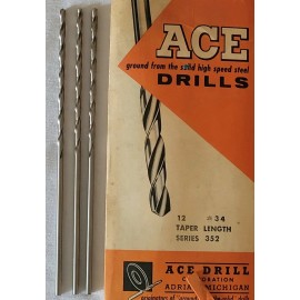 Ace Drills #34 (.1110") Taper Length Drill Bit Straight Shank HSS 118° Pt RH Cut ACE 3 pack