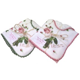 rudoxu-te Microfiber & Gauze Handkerchief 2 Piece Set (Pink & Green) as002b