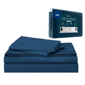 Bluelander Juego de Sabanas, Sabanas King Size, 4 Piezas, 1800 Hilos, Cómodas y Frescas, Calidad de Lujo, Hipoalergénicas, Lavado a Máquina (Azul Obsc