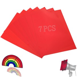 SWTYExt Pack of 7 Heat Resistant Film for Lamps Red Lamp Film 29.7 x 21 cm Colour Films Gel Colour Filter A4 Transparent Colour Correction for Photo Lamp Headlight Graphic Studio Strobe Flash LED