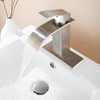 FRANSITON Brushed Nickel Waterfall Bathroom Faucet Lavatory Single Handle 1