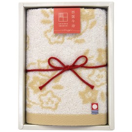 Hayashi GI052328 Towel Gift, Hand Towel, Set of 1, Approx. 13.4 x 13.8 inches (34 x 35 cm), Made in Japan, Greetings Gift, Shikoku Imabari, Kaori Kaori Bellflower, Beige