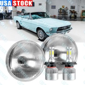 Unbranded For Ford Mustang 1965~1973 Brightest Pair 7" Round Led Headlights High Low Beam
