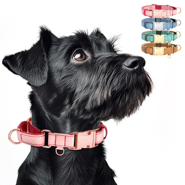 JasGood Soft Leather Dog Collar Adjustable No Slip Martingale Dog