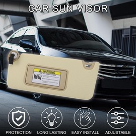 TUCKBOLD Left Driver Side Car Sun Visor with Mirror and Light for Honda Accord 2012 Practical No.83280-TA5-A71ZA Sun Visor Assembly Beige 1 Pcs