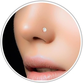 Opal Silver Nose Stud - Delicate and Comfortable Sterling SIlver Stud Piercing with 3mm White Opal - Trendy 22 Gauge L Shape Jewelry