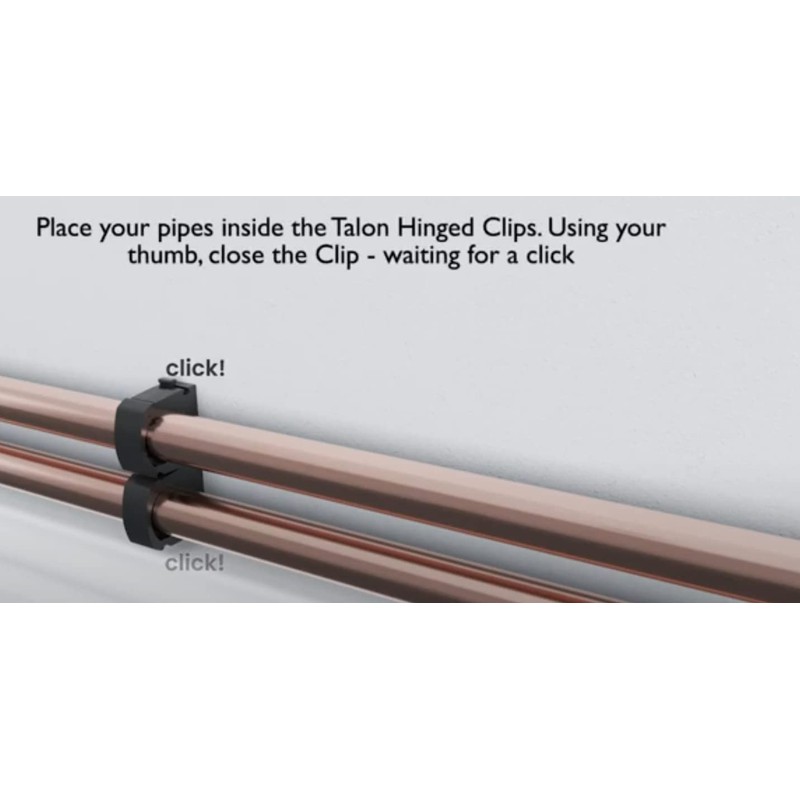 ROHANS Single 15mm HINGED Pipe Clips TS15 for PIPEWORK Black,