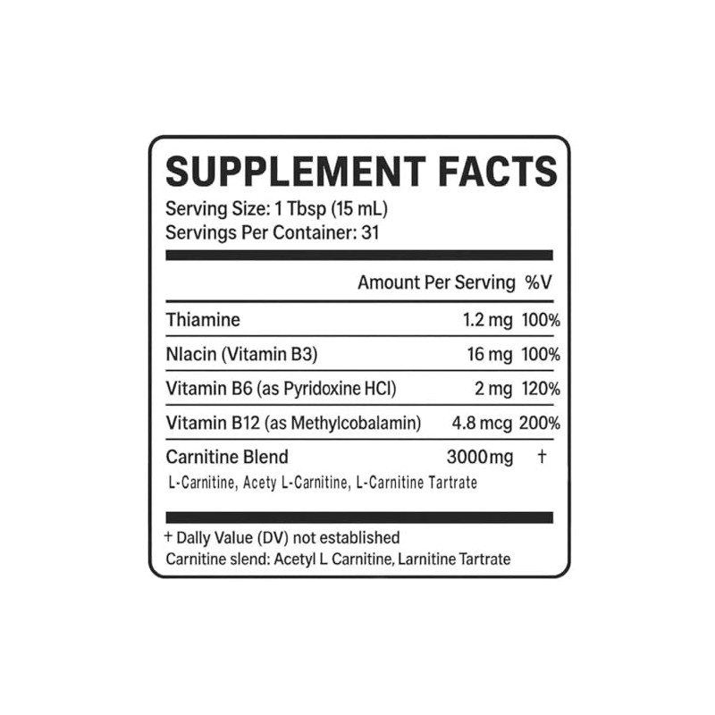 Liquid L-Carnitine 3000mg Blend, Buzz'in Orange Flavour, Triple-Source Carnitine with