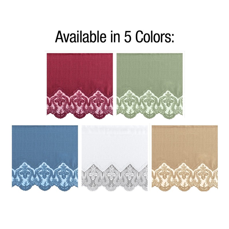 Collections Etc Elegant Lace Border Trim & Solid-Color Window Curtain