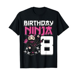 Birthday Ninja 8 Girl Pink Shinobi Themed 8th B-Day Party T-Shirt