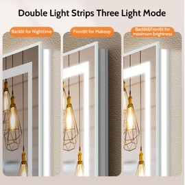 JLERLI 40×32 Bathroom Mirror with Lights, Backlit & Frontlit(Seperate Control), LED Mirror with 3 Colors Lights, Anti-Fog, HD Tempered Glass, Shatter-Proof, Dimmable Brightness, UL-Listed