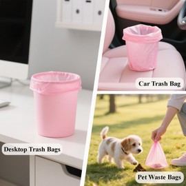 200 Pack Small Garbage Bags- Perfect for Desktop Trash Cans - Odorless (Pink)