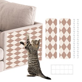 Cat Scratch Furniture Protector,2 PCS Self-Adhesive Cat Scratching Mats,Trimmable DIY Carpet for Couches,Cat Trees and Door,Scratching Post Tower Replacement Pads(39.4"x15.8",Beige-Lattice)