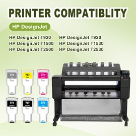Dikarsum Compatible HP727PK Ink Cartridge for HP 727 Replacement for HP Designjet T920 T1500 T1530 T2500 T2530 Printers (F9J79A Photo Black 300ML 1-Pack)