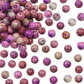 TOAOB Pack of 100 6 mm Natural Gemstone Purple Jasper Sediment Beads Round Loose Beads with Hole for Jewellery Crafts Threading DIY Bracelet Necklaces Jewellery Making