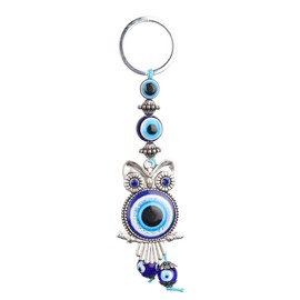 Evil Eye Keychain, Blue Luck Keychain Owl Key Ring Turkish Glass Amulet Charm Pendant Blessing Gift for Purse Handbag Bag Decoration