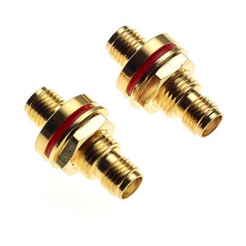 SMA Socket To SMA Socket Panel Mount Adaptor, 50 Ohm - Gold Plated Brass Body Antenna Jack For Wireless LAN Device Coax Cable F/F Panel/Chassis - Pack Of 2