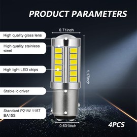 Sumjig 4 PCS Car LED Lights Kit, 1157 Brake Light, Super Bright LED Lighting Tools, Universal Automobile Replacement Accessories, for Most Cars, Trucks and Vans (White)