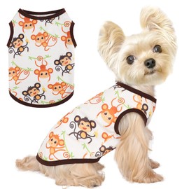 Dog Shirt Vest Dog Clothes for Small Dogs Boy Girl Stretchy Summer Puppy T-Shirts Soft Breathable Lightweight Puppy Sweatshirt Pet Cat Outfit (Monkey, X-Small)