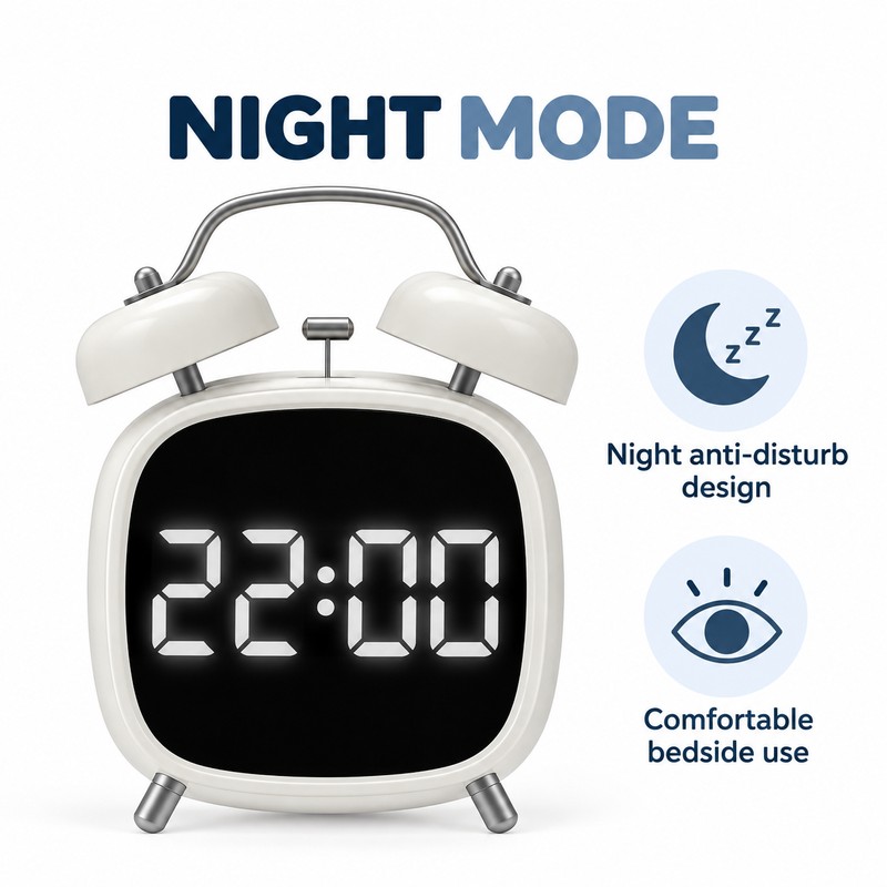 Digital Alarm Clock with Loud Double Bell Alarm for Heavy