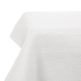 Deconovo Faux Linen Tablecloth Rectangle Water Resistant Table Cloth for Dinning 52x90in(132x229cm) White