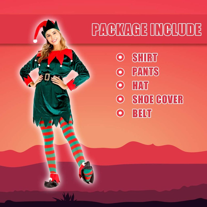 ReneeCho Women's Christmas Costume Elf Set, Samll