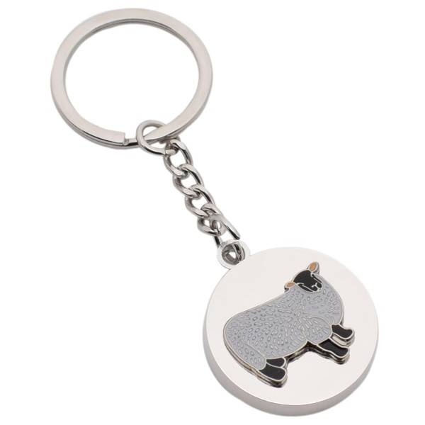 Sheep Farmer Farm Design Personalised Engraved Silver Keyring in a