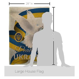 Ukraine Flag Peace for Ukraine Burlap House Flag Support Cause Stand with Ukrainian Decoration Banner Small Garden Yard Gift Double-Sided, Made in USA