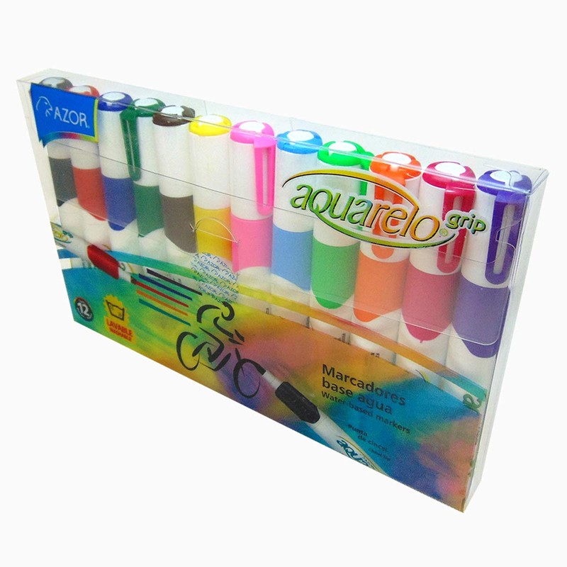 Azor Marcadores Para Dibujo, 12 Piezas, Base Agua,Punta De Cincel,