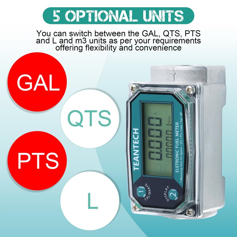 1Pack 1 in Digital Turbine Fuel Flow Meter with 3/4