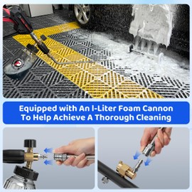 Tool Daily Undercarriage Pressure Washer Attachment 16 Inch, Dual-Function Undercarriage Cleaner with 1-Liter Foam Cannon, Under Car Wash Water Broom with 3 Pieces Extension Wand, 3600 PSI