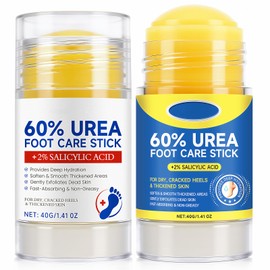 2 Pcs 60% Urea with 2% Salicylic Acid Foot Care Stick, Urea Foot Cream for Cracked Feet, Repairs Dry Rough Heels Fast, Foot Lotion Moisturizer for Dead Skin, Hydrating Heel Balm