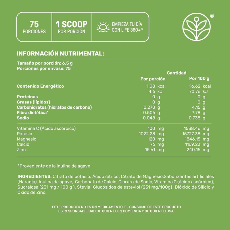LIFE 360+ Electro Mix Electrolitos en Polvo 487.5 g 6.5g