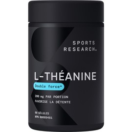 Sports Research Sports Research Double Strength 'Suntheanine' L-Theanine with Organic Coconut Oil - Promotes Alertness, Focus, and Relaxation without Drowsiness - 200 mg L Theanine Supplement - 60 Softgel Capsules