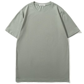 KLIEGOU Men's T-Shirts - Premium Cotton Vertical Grain Texture Tees - 75% Cotton Micro-Stretch 190 GSM Crew Neck T Shirt Army Green XXXL