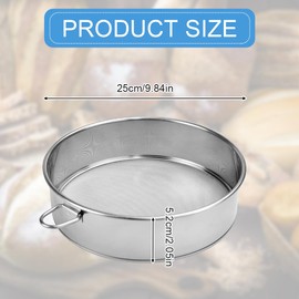 TANCUDER Flour Sieve Stainless Steel Sieve Fine Mesh Sieve Fine Kitchen Sieve 304 Stainless Steel Sieve Round Fine Flour Sieve 25 x 25 x 5.2 cm Stainless Steel Fine Flour Sieves for Rice, Cereals,