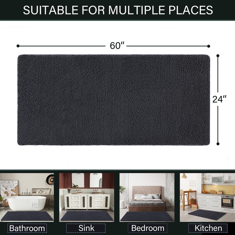LOCHAS Luxury Bathroom Rug Shaggy Bath Mat 24 x 60