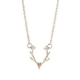 JOYA GIFT Rose Gold Alloy Adjustable Necklace Gold Antler Silver Deer Collarbone Necklace Simple Fashion Elk Head for Women