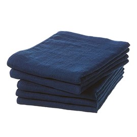 Gauze Face Set of 5 Single Sided Gauze Face Towels, Made in Japan, Senshu Towel (Approx. 13.0 x 32.3 inches (33 x 82 cm)), Navy