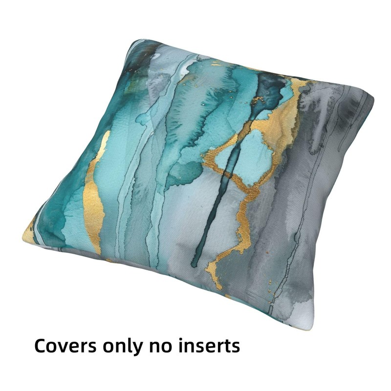 HOSTECCO Turquoise and Grey Cushion Covers 45x45 cm Pack of