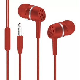 Maíz Audifonos Alambricos In Ear Celular Manos Libres Microfono Color Rojo